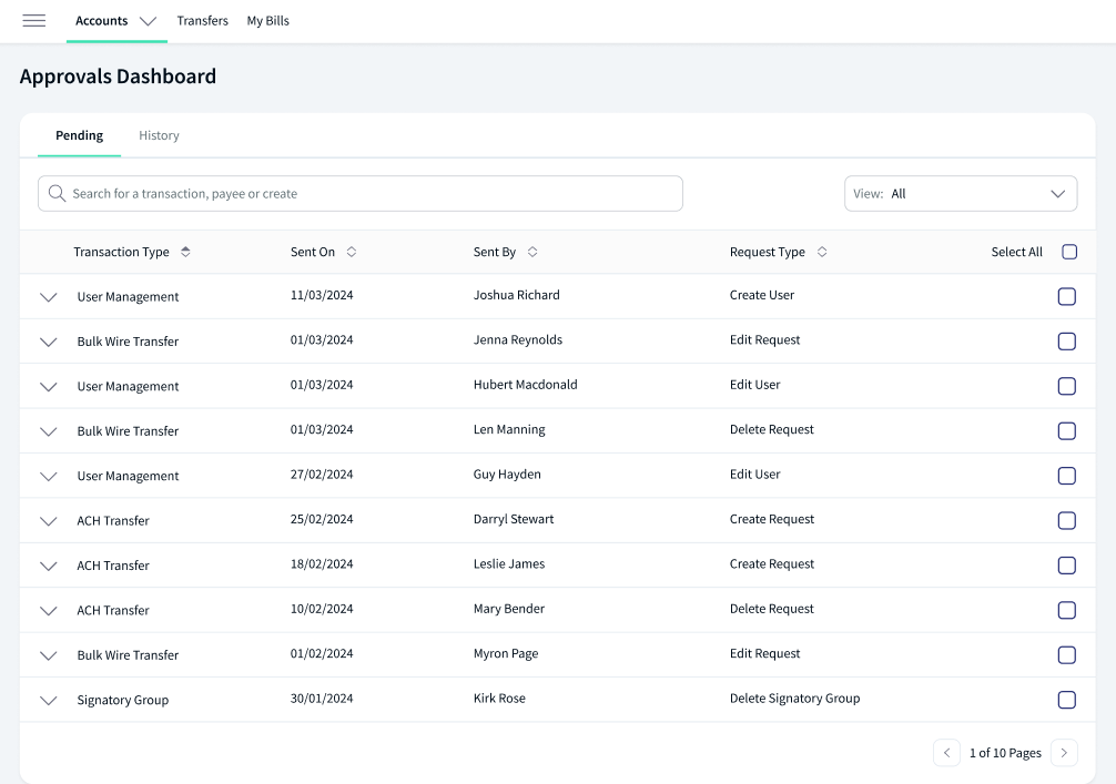 Pending Dashboard